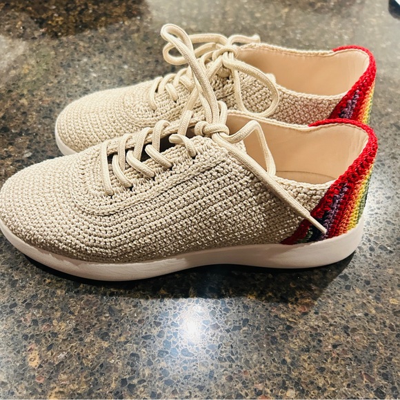 The Sak Shoes - The Sak Beige Knit Sneakers with Rainbow accents